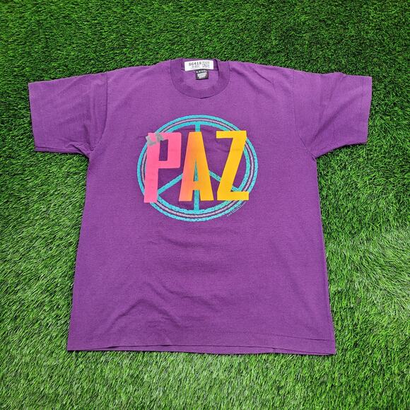 Vintage 1990 La-Paz Shirt Womens XL 22x28 Purple Spellout - Picture 1 of 12